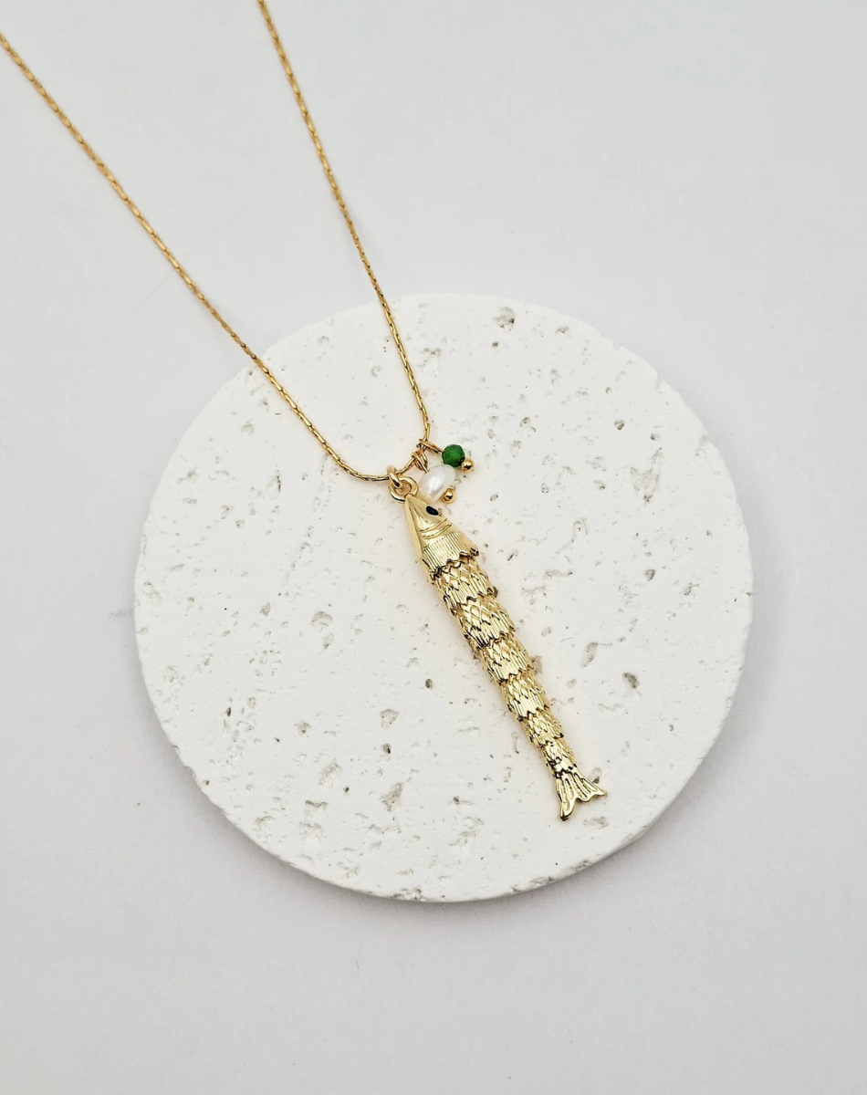 שרשרת לונג פיש ופנינה