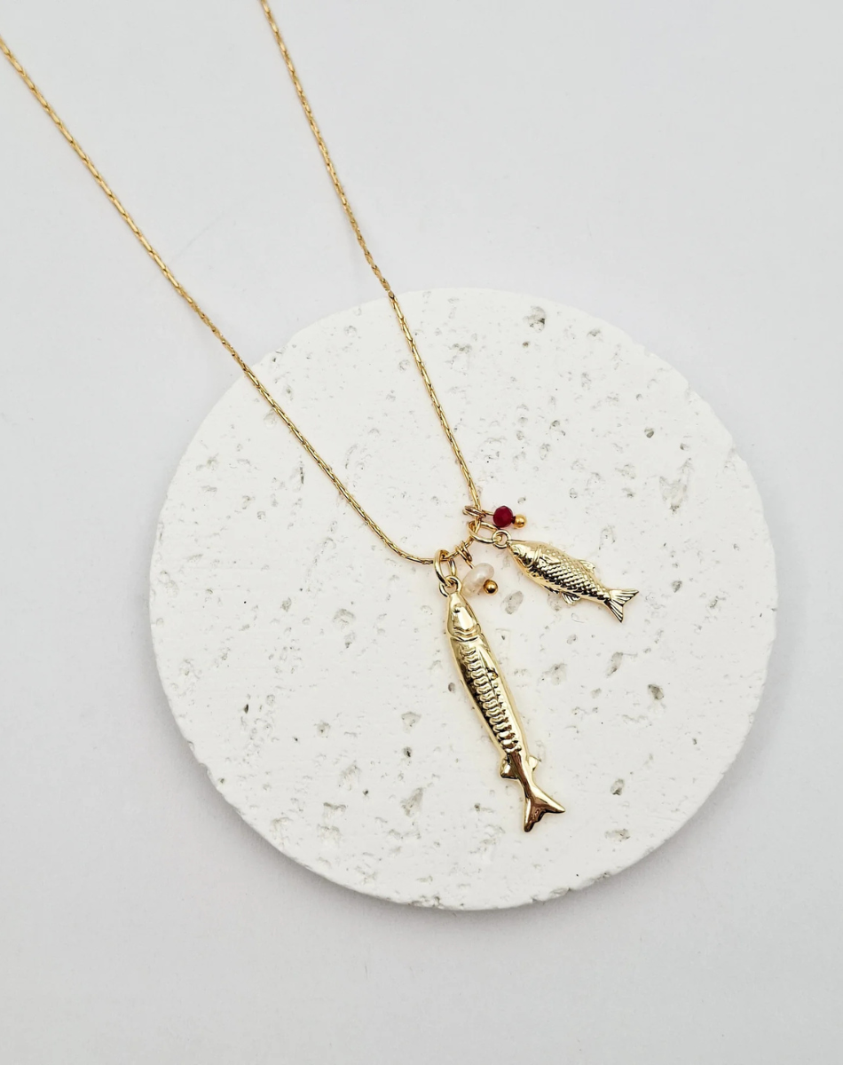 שרשרת דאבל פיש ופנינה