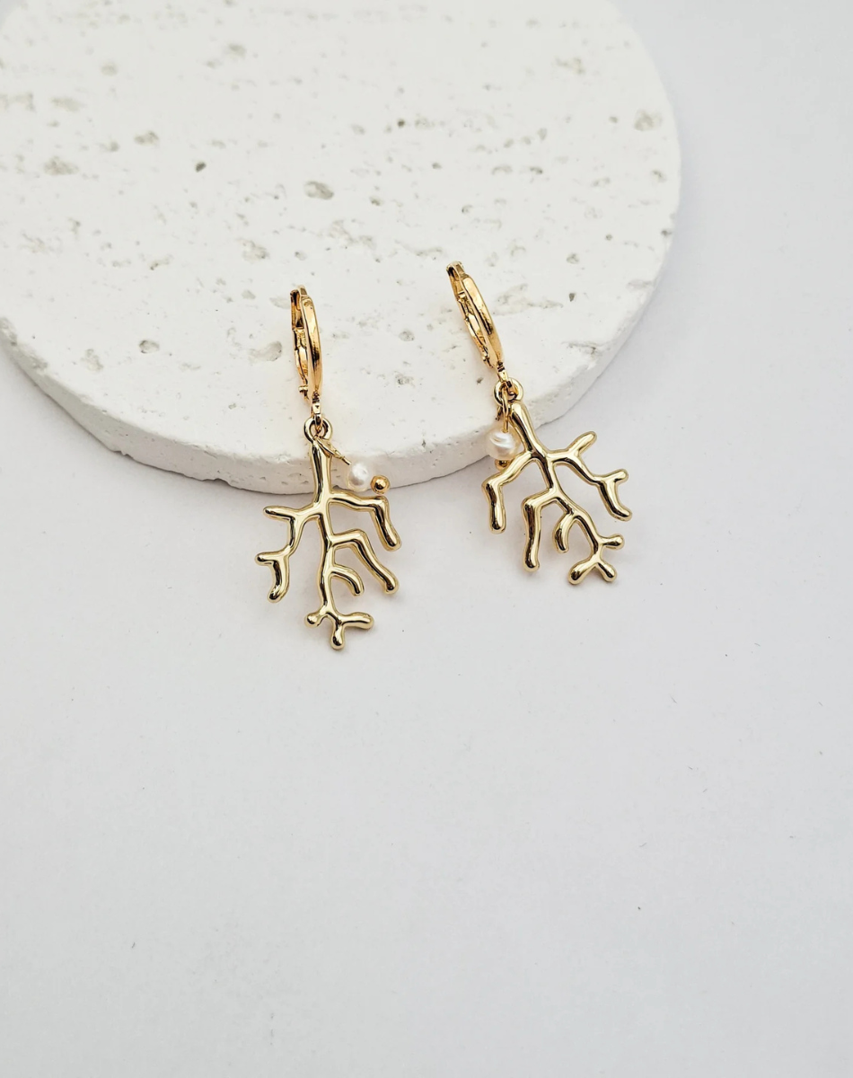 עגילי חישוק אלמוג פנינה