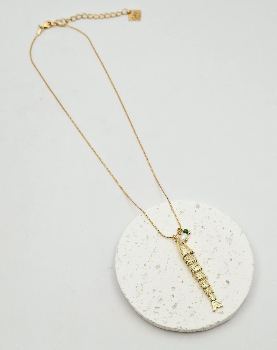 שרשרת לונג פיש ופנינה