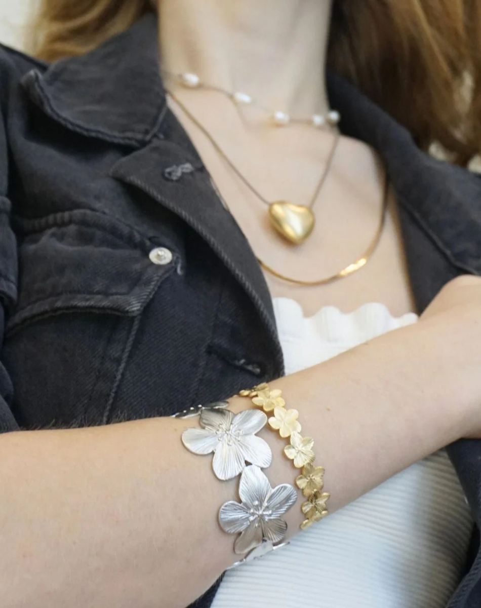 צמיד פרחים צר קשיח