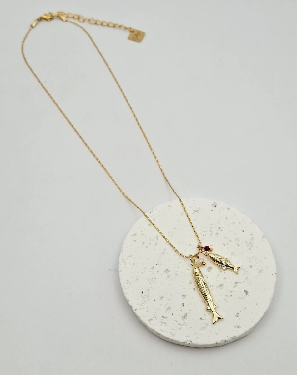 שרשרת דאבל פיש ופנינה