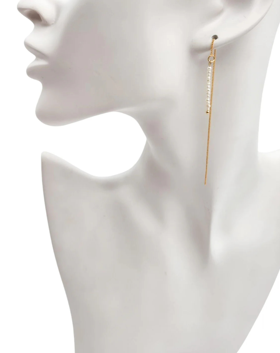 עגילי שרוך פנינים קטנות אמיתיות