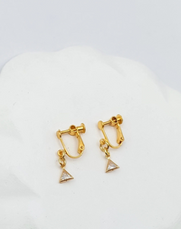 עגילי קליפס זירקון משולש